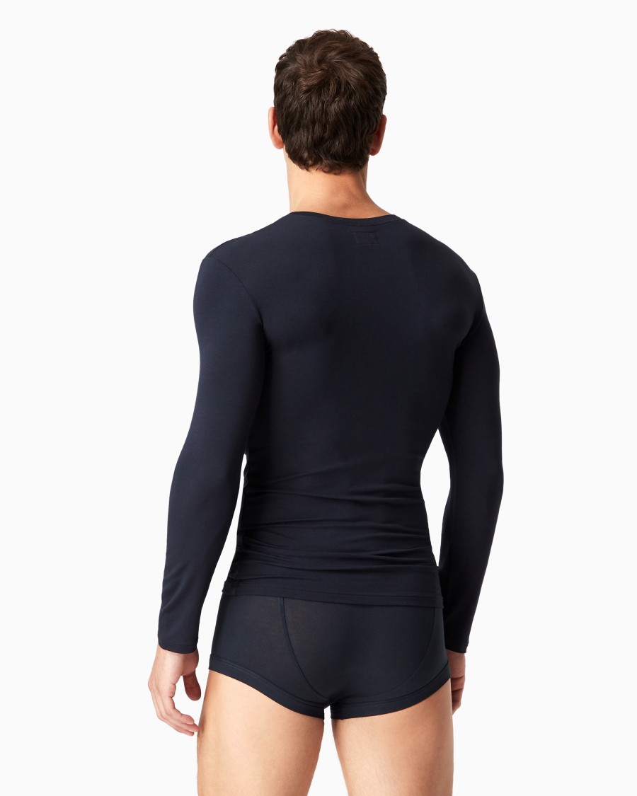 The world of armani MAGLIA LOUNGEWEAR A MANICA LUNGA IN MODAL STRETCH Saldi