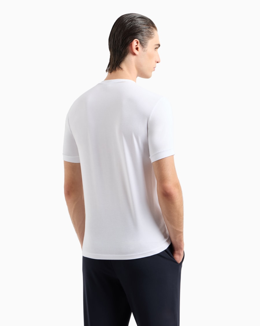 The world of armani T-SHIRT IN JERSEY BAMBOO DI VISCOSA STRETCH CON RICAMO GA Vendita Calda