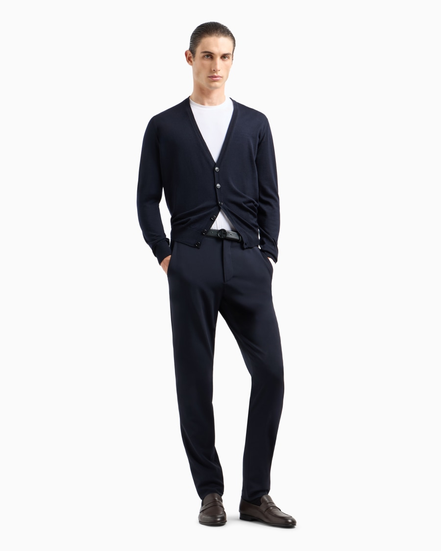 The world of armani T-SHIRT IN JERSEY BAMBOO DI VISCOSA STRETCH CON RICAMO GA Vendita Calda