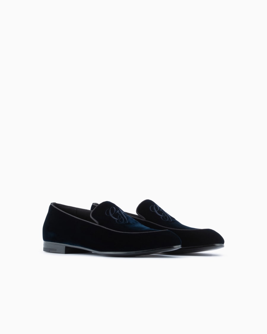 The world of armani MOCASSINI IN VELLUTO CON LOGO RICAMATO Italy