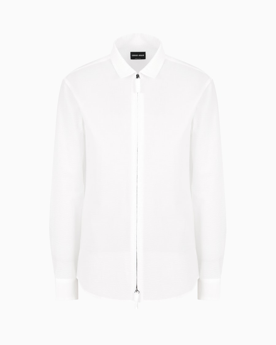 The world of armani CAMICIA SLIM FIT CON ZIP IN COTONE SEERSUCKER Italia