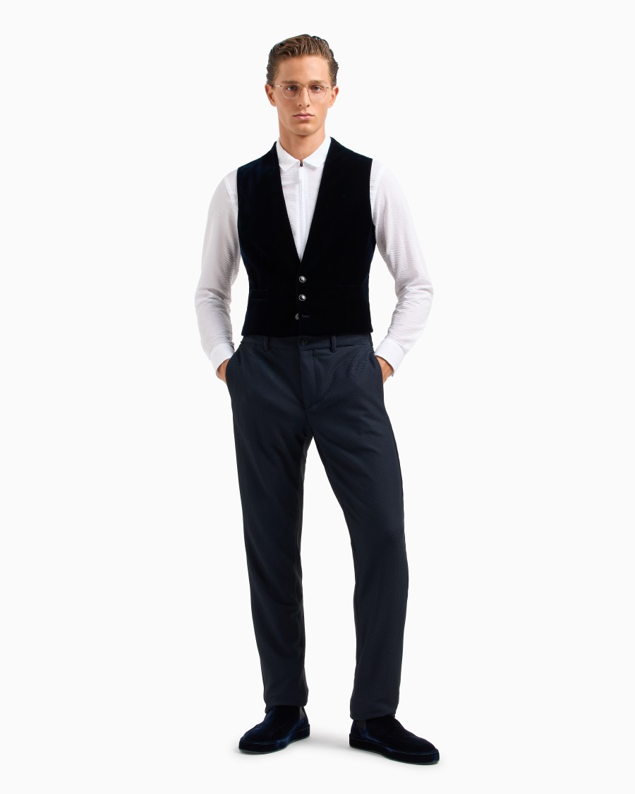 The world of armani CAMICIA SLIM FIT CON ZIP IN COTONE SEERSUCKER Italia