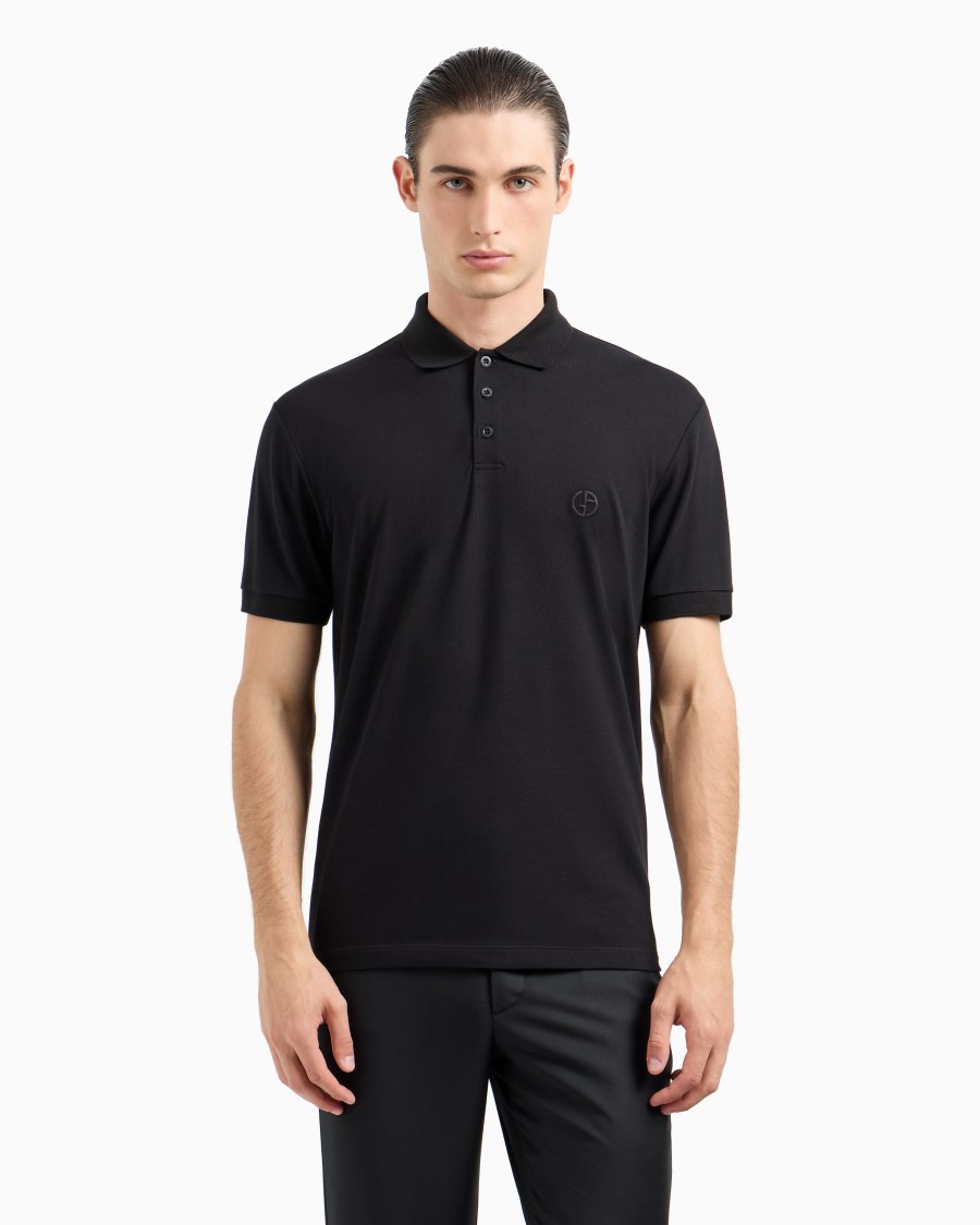 The world of armani POLO IN PIQUET DI COTONE STRETCH Nuovo