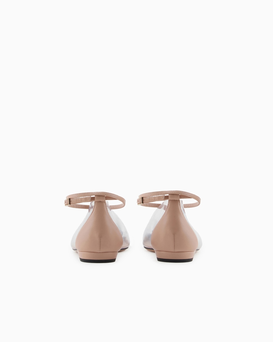 The world of armani BALLERINE CON CINTURINO IN NAPPA PVC E VELLUTO Negozi Online