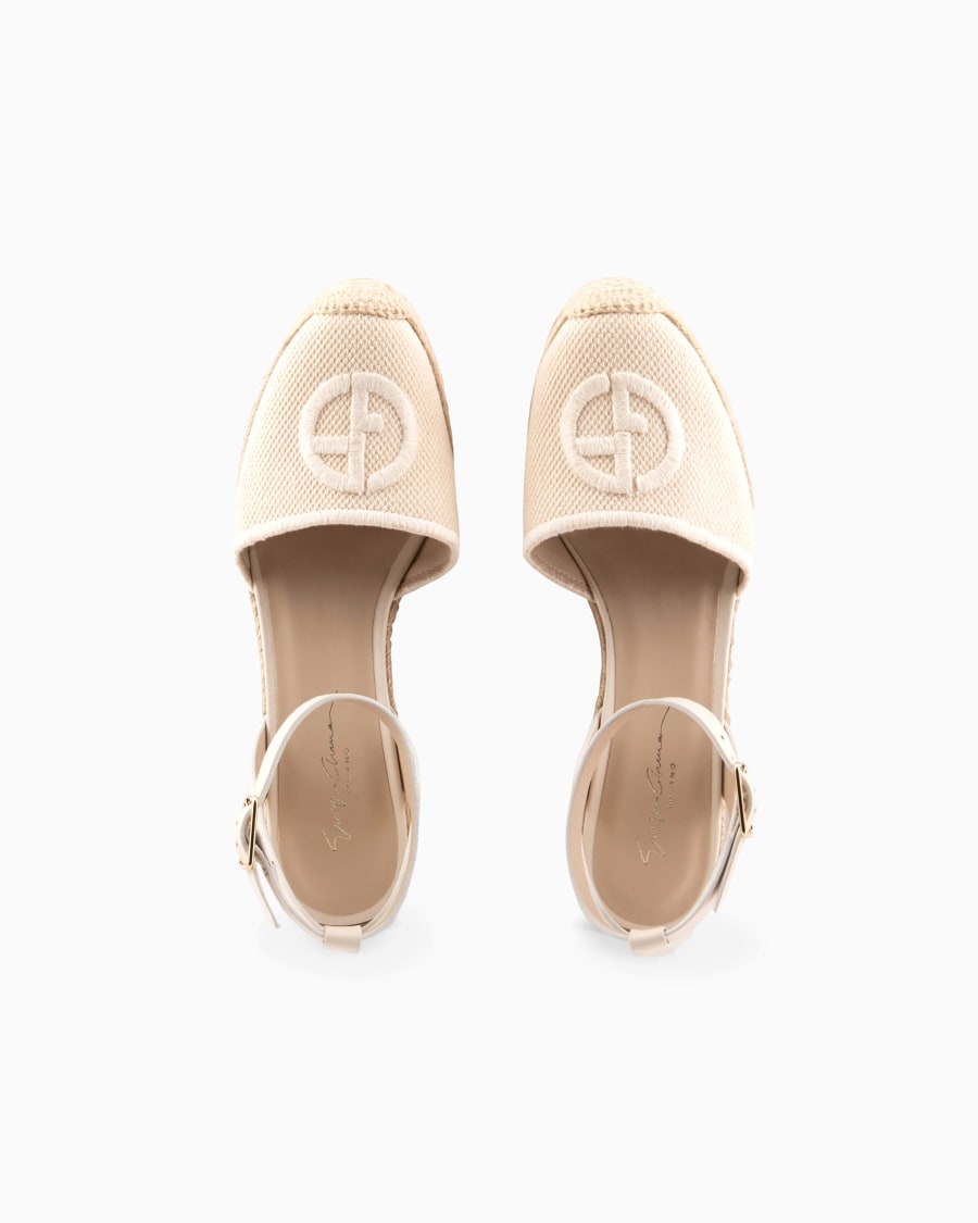 The world of armani ESPADRILLAS IN COTONE CON ZEPPA E LOGO RICAMATO Fino Al -60%