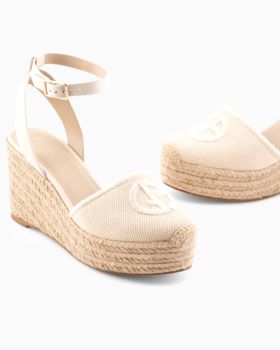 The world of armani ESPADRILLAS IN COTONE CON ZEPPA E LOGO RICAMATO Fino Al -60%