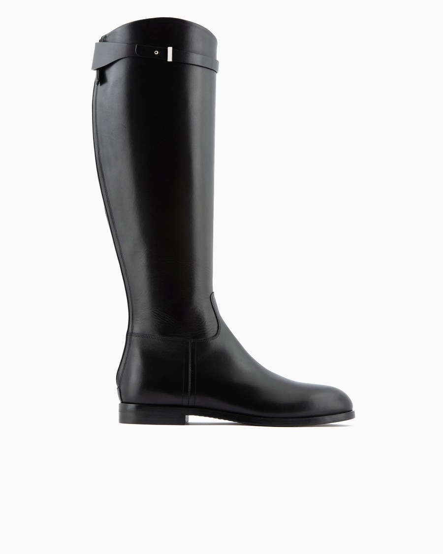 The world of armani STIVALI IN PELLE CON CINTURINO Sottocosto
