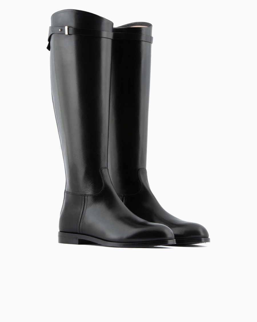 The world of armani STIVALI IN PELLE CON CINTURINO Sottocosto