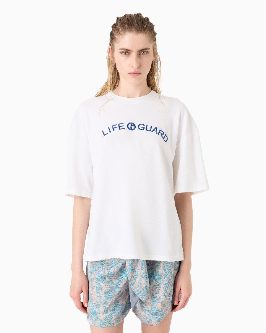 The world of armani T-SHIRT GIROCOLLO IN JERSEY DI COTONE E SETA Sconto