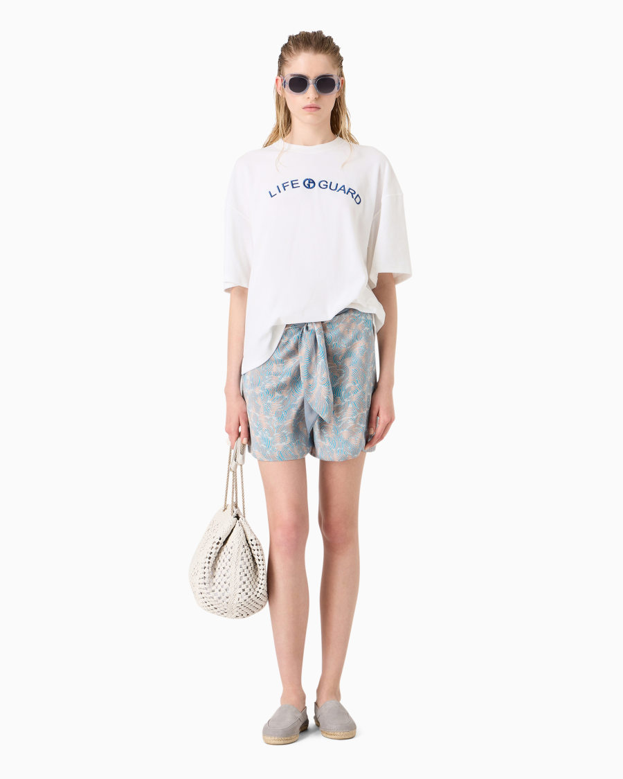 The world of armani T-SHIRT GIROCOLLO IN JERSEY DI COTONE E SETA Sconto