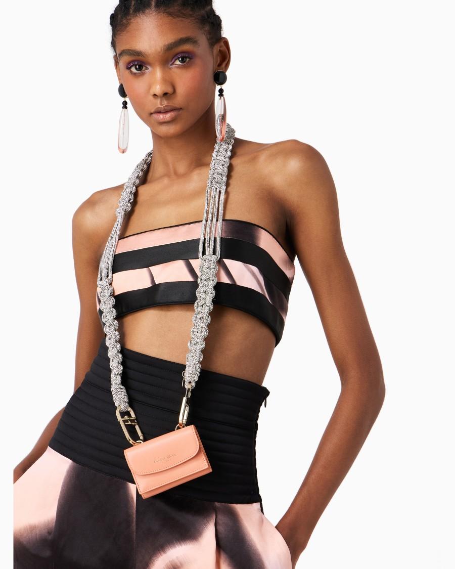 The world of armani TRACOLLA LUNGA IN STRASS CON MOTIVO INTRECCIO In Vendita