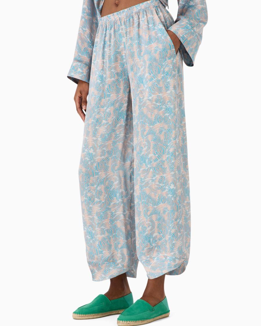The world of armani PANTALONI AMPI IN SETA STAMPATA Offerte