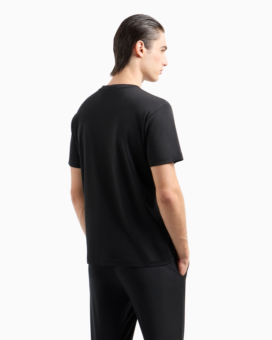 The world of armani T-SHIRT IN INTERLOCK DI PURO COTONE CON LOGO RICAMATO Qualità Garantita