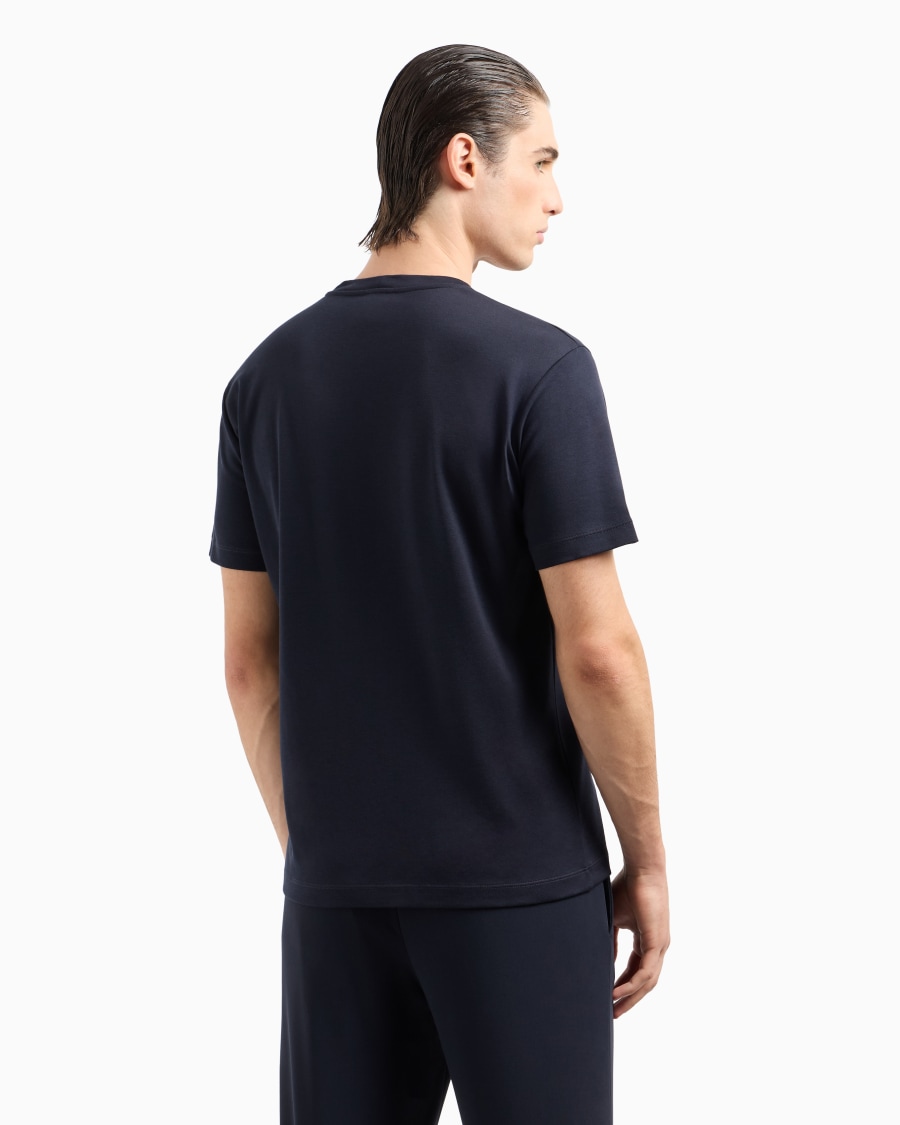 The world of armani T-SHIRT IN INTERLOCK DI PURO COTONE CON LOGO RICAMATO Negozi Online