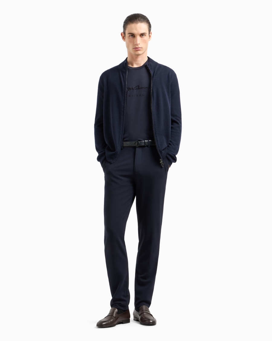 The world of armani T-SHIRT IN INTERLOCK DI PURO COTONE CON LOGO RICAMATO Negozi Online