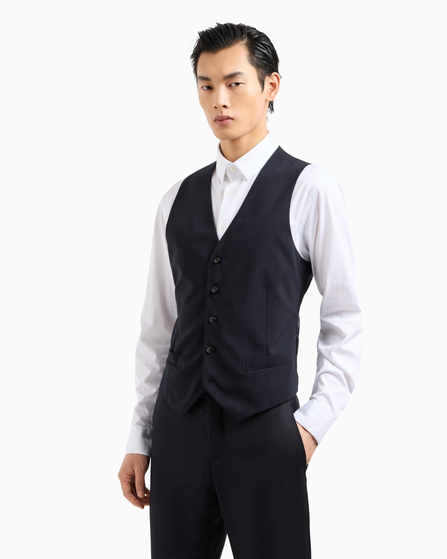 The world of armani GILET MONOPETTO IN LANA VERGINE Acquista Ora