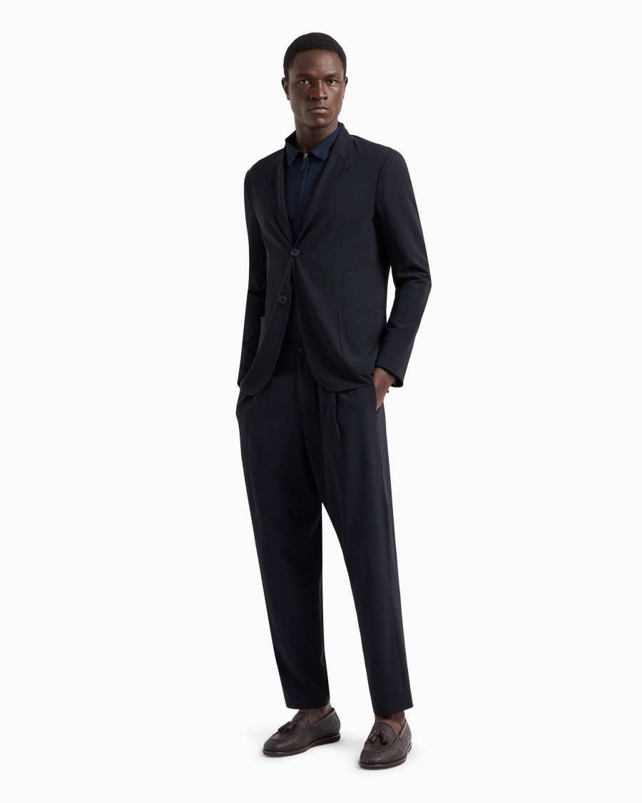 The world of armani CAMICIA SLIM FIT CON ZIP IN COTONE SEERSUCKER Promozione Limitata