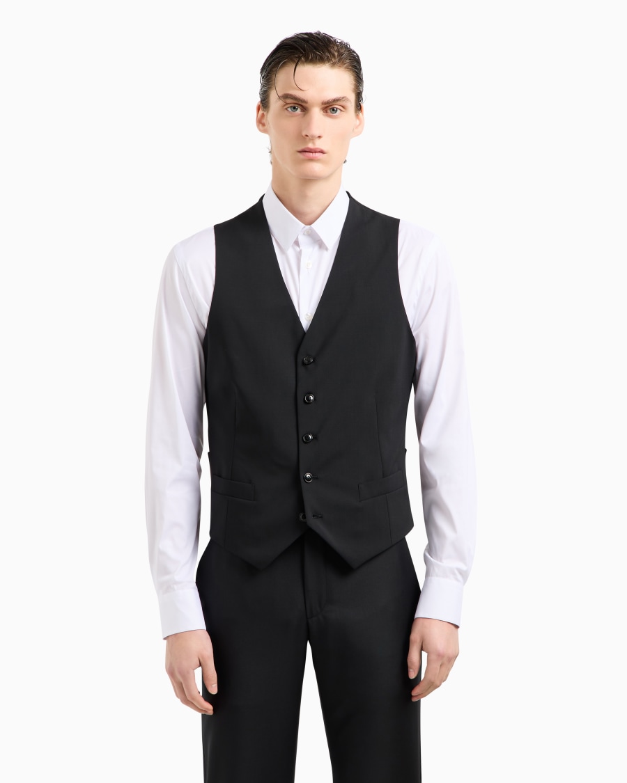 The world of armani GILET MONOPETTO IN LANA VERGINE Convenienza