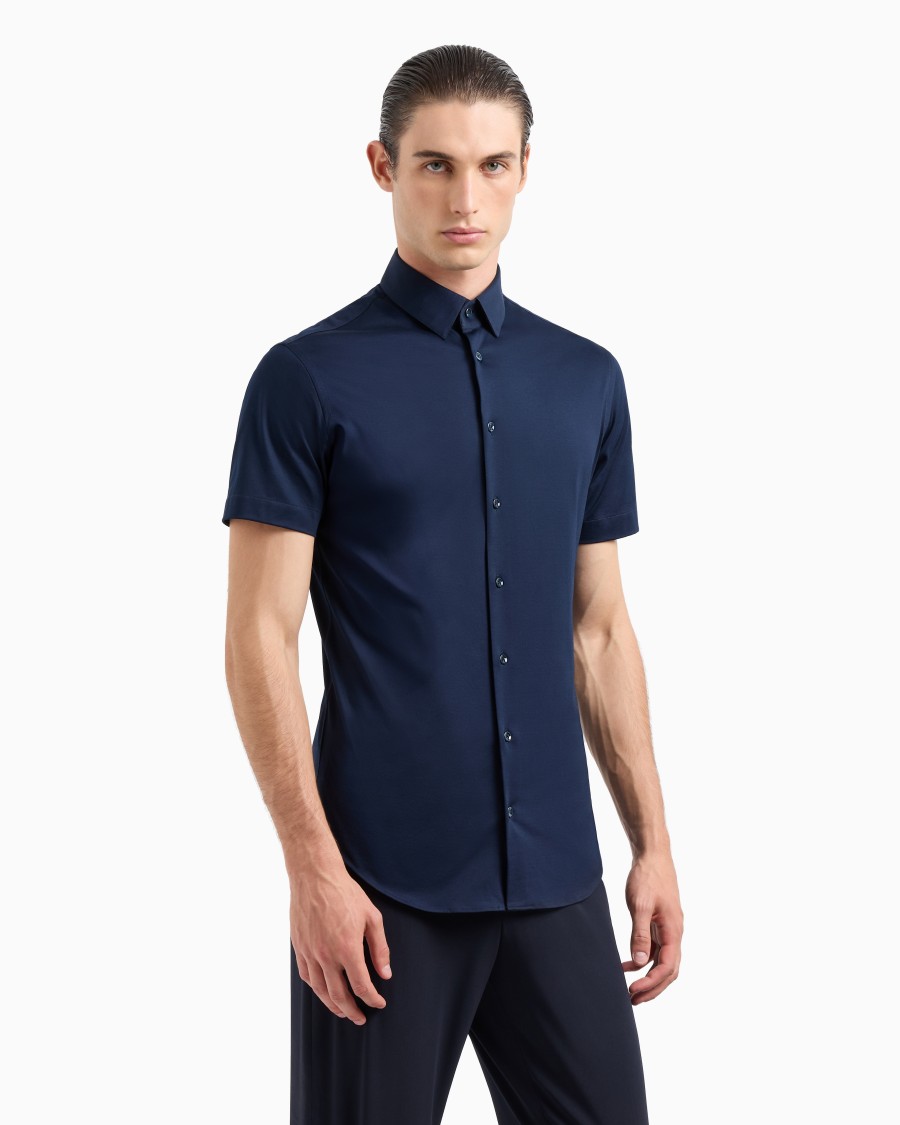 The world of armani CAMICIA A MANICHE CORTE IN JERSEY DI COTONE Offerta