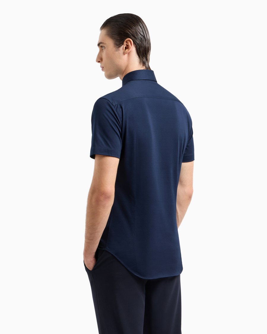 The world of armani CAMICIA A MANICHE CORTE IN JERSEY DI COTONE Offerta
