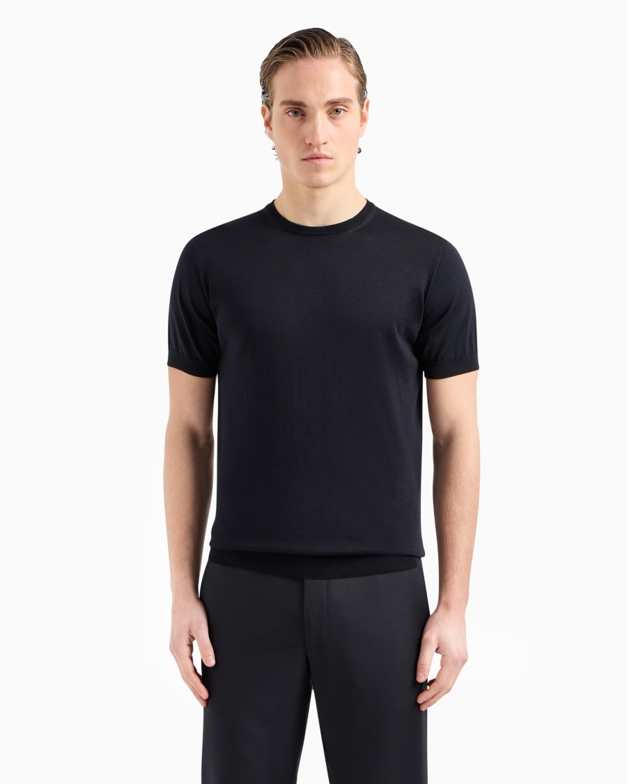 The world of armani MAGLIA GIROCOLLO IN SETA E COTONE Outlet