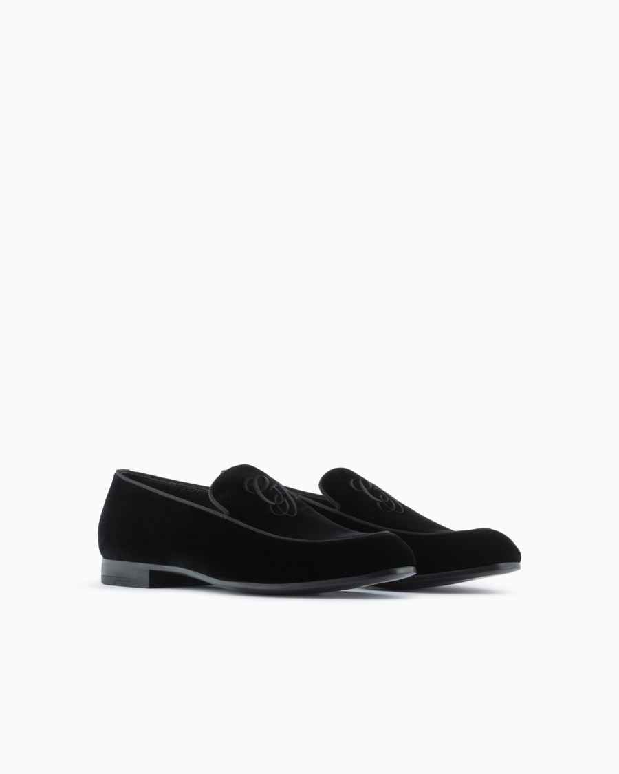 The world of armani MOCASSINI IN VELLUTO CON LOGO RICAMATO Offerte