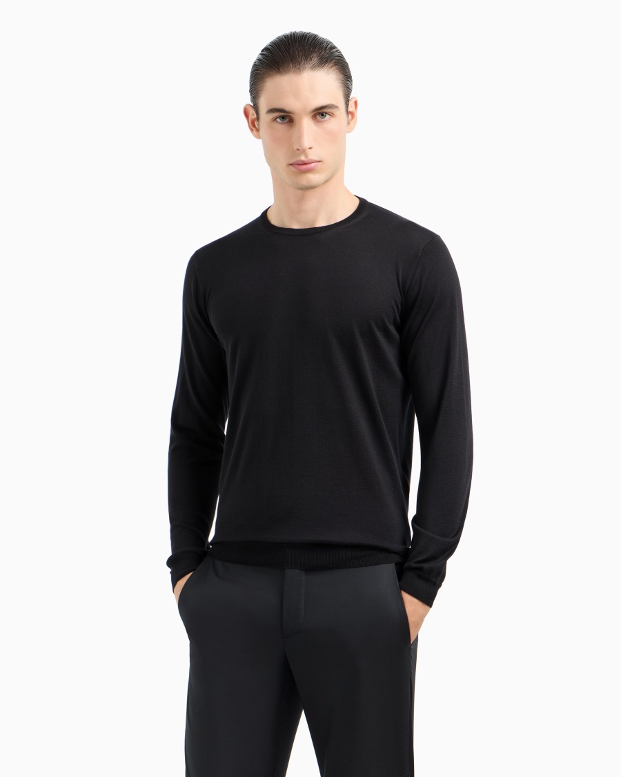 The world of armani MAGLIA GIROCOLLO A MANICA LUNGA IN SETA E COTONE Vendita Economica