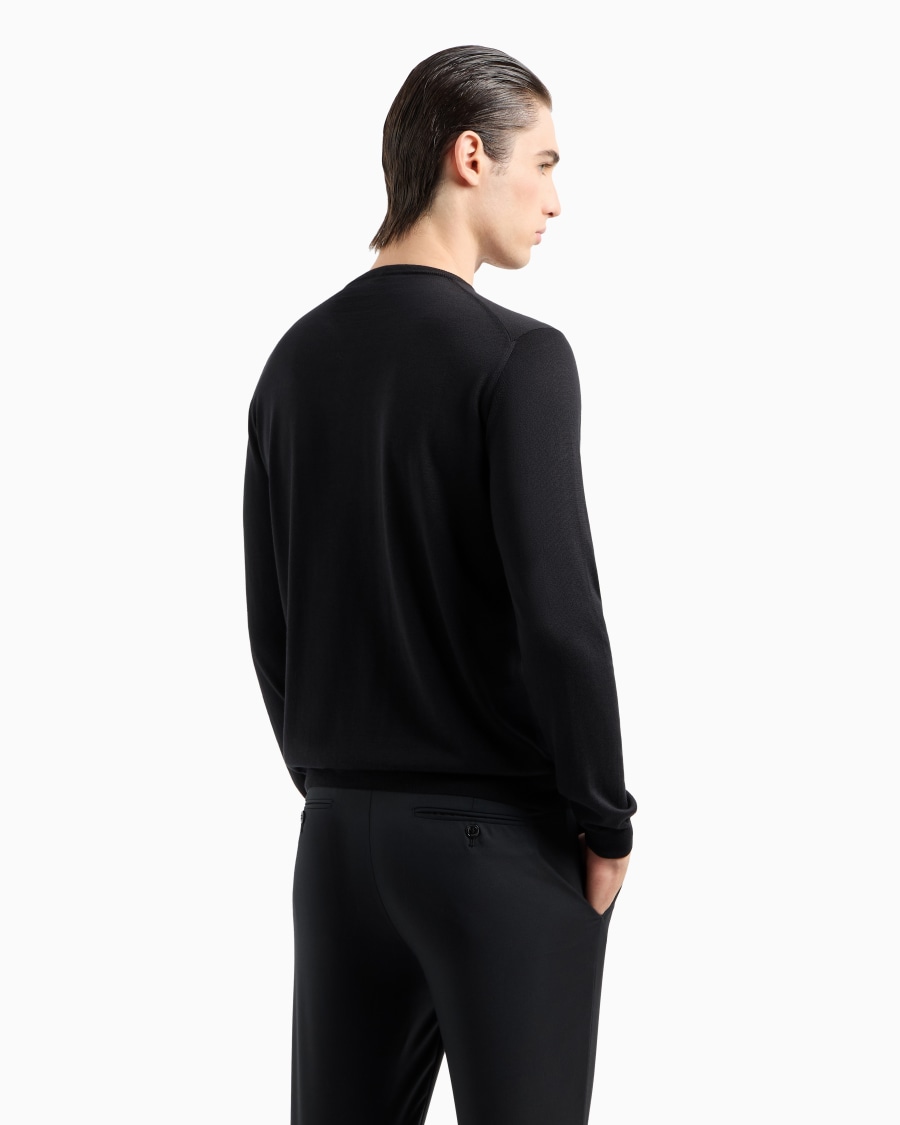 The world of armani MAGLIA GIROCOLLO A MANICA LUNGA IN SETA E COTONE Vendita Economica