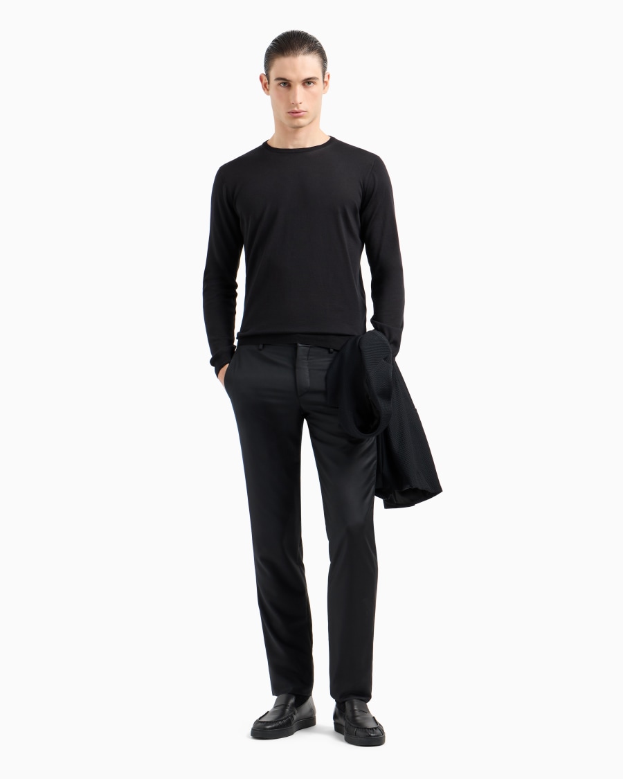 The world of armani MAGLIA GIROCOLLO A MANICA LUNGA IN SETA E COTONE Vendita Economica
