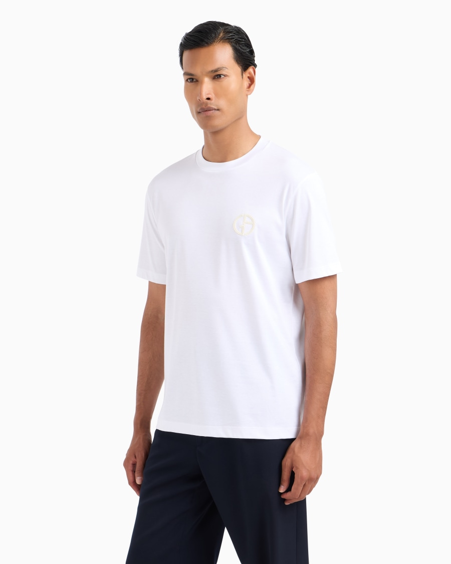 The world of armani T-SHIRT GIROCOLLO IN INTERLOCK DI COTONE Saldi Di Fabbrica