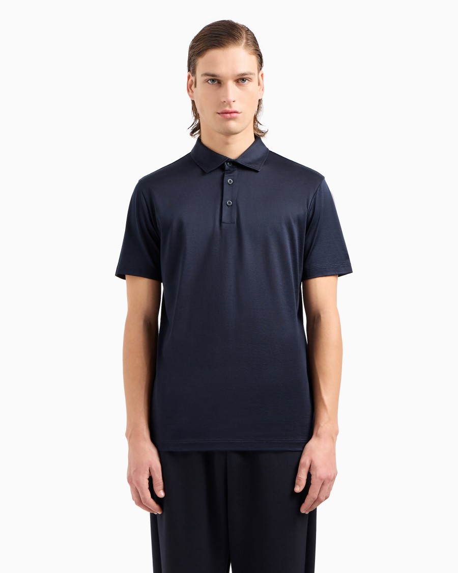 The world of armani POLO IN JERSEY DI SETA E COTONE MELANGE Negozio