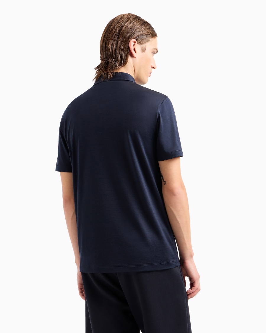 The world of armani POLO IN JERSEY DI SETA E COTONE MELANGE Negozio
