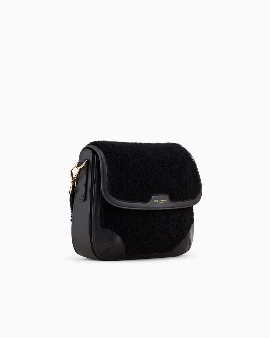 The world of armani GIORGIO ARMANI NEVE BORSA A SPALLA GRANDE IN SHERLING E E PELLE In Linea