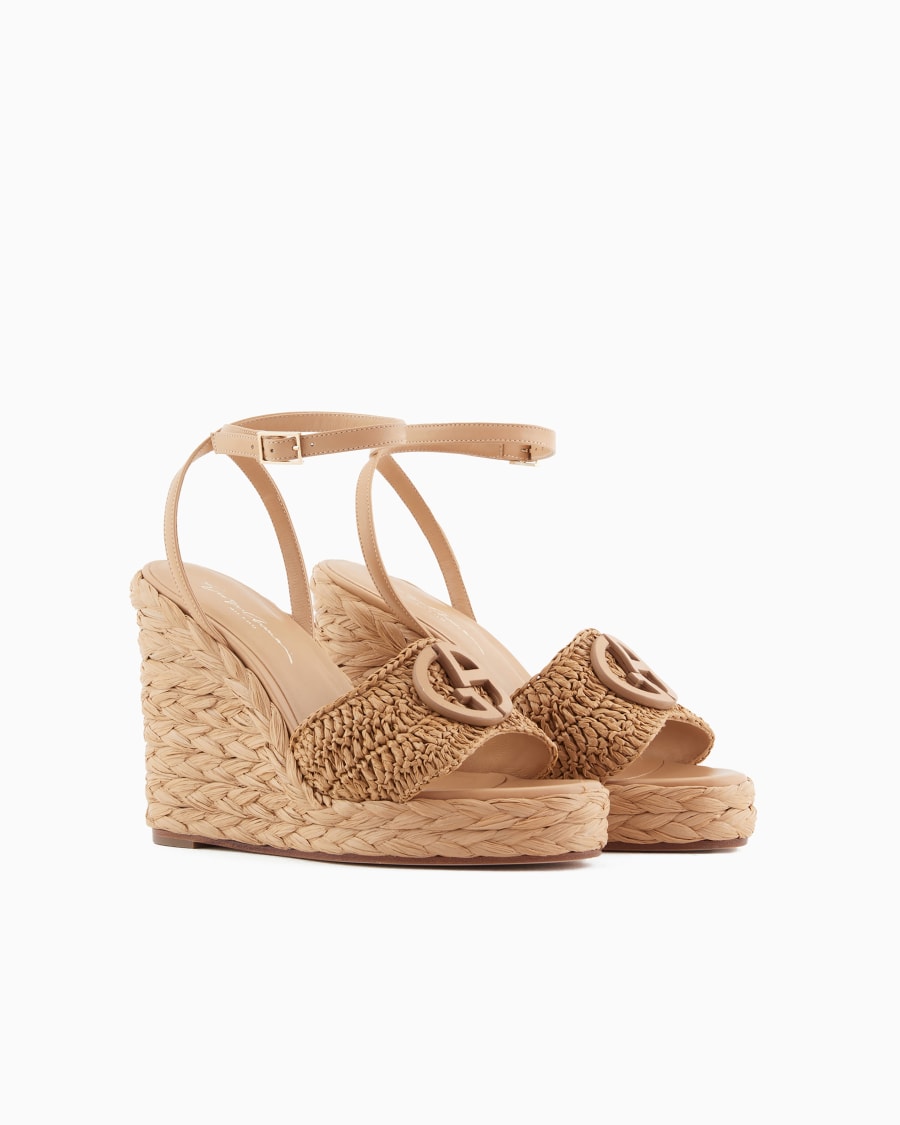 The world of armani SANDALI CON ZEPPA IN CORDA CON MOTIVO INTRECCIO Nuovo