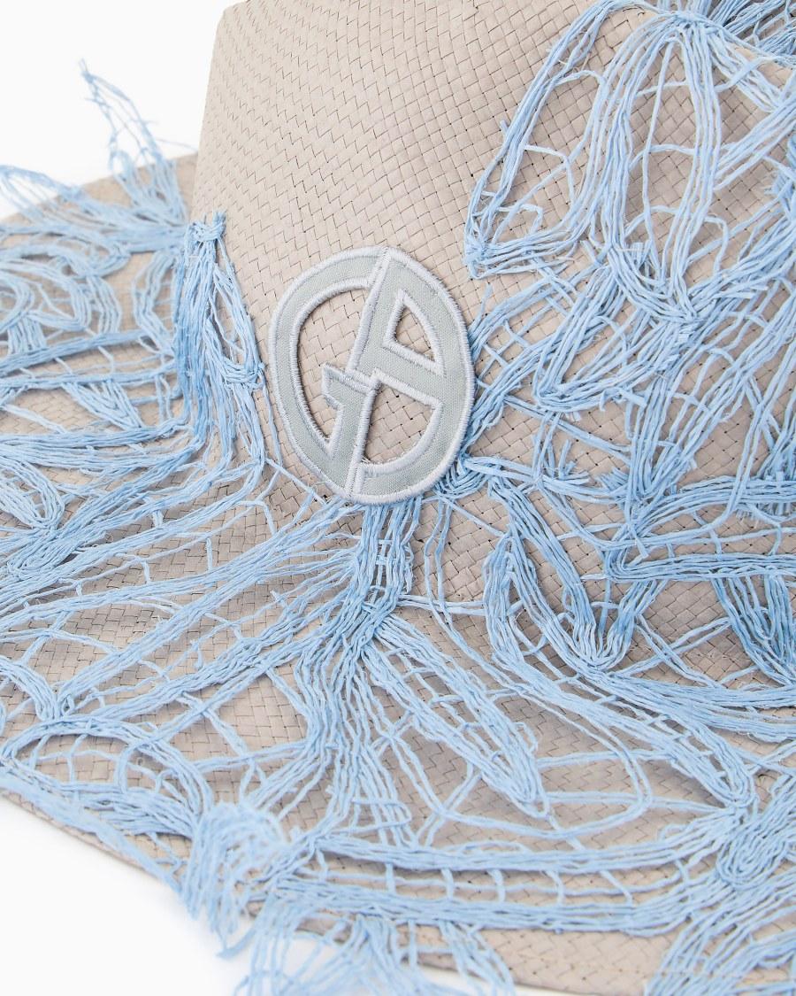 The world of armani CAPPELLO A TESA LARGA IN CARTA TESSILE CON RICAMI Promozione