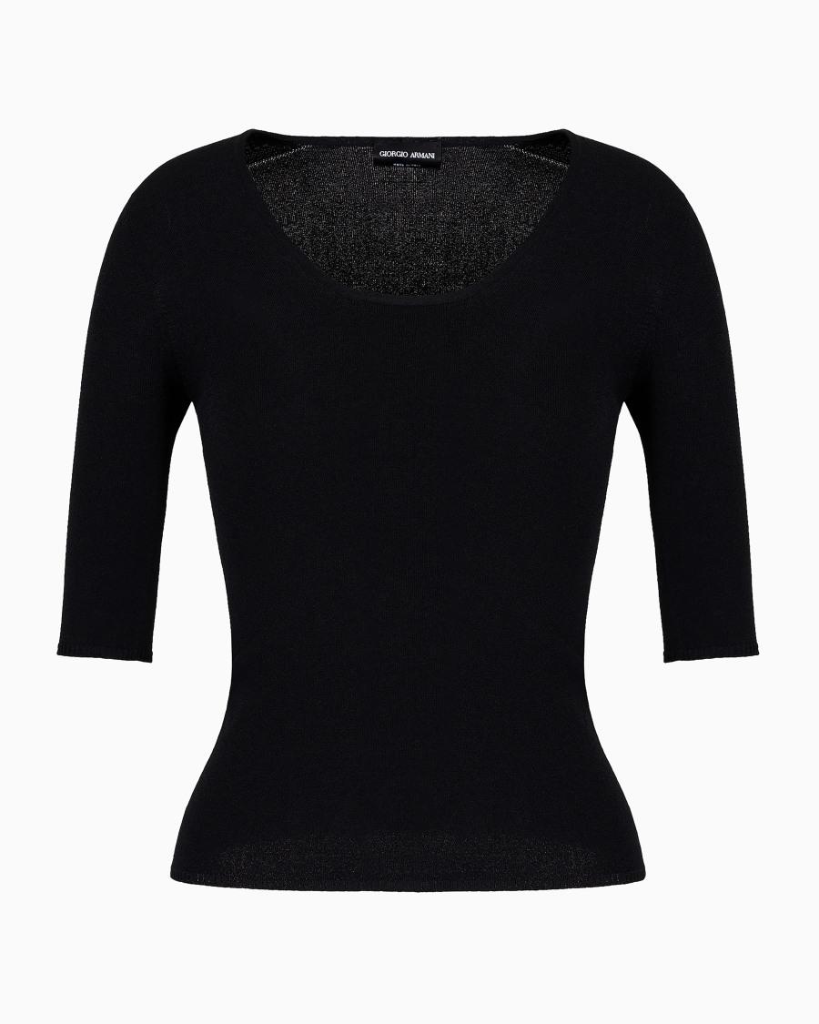 The world of armani MAGLIA GIROCOLLO IN MISTO VISCOSA E LANA JACQUARD