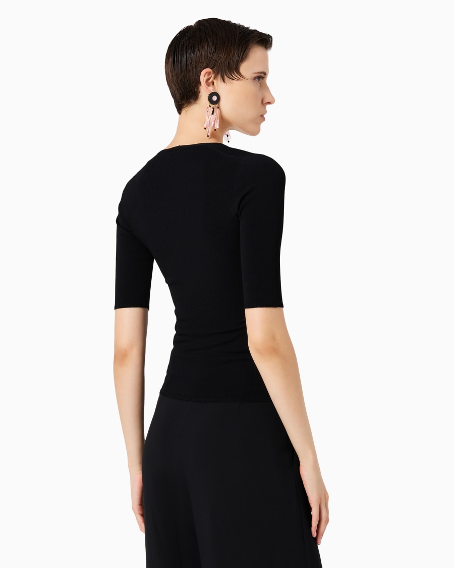 The world of armani MAGLIA GIROCOLLO IN MISTO VISCOSA E LANA JACQUARD In Vendita