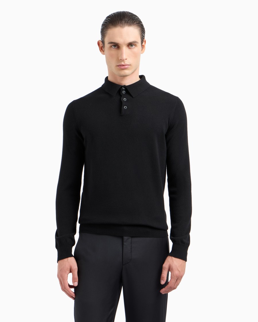The world of armani POLO A MANICHE LUNGHE IN CASHMERE Saldi Di Fabbrica