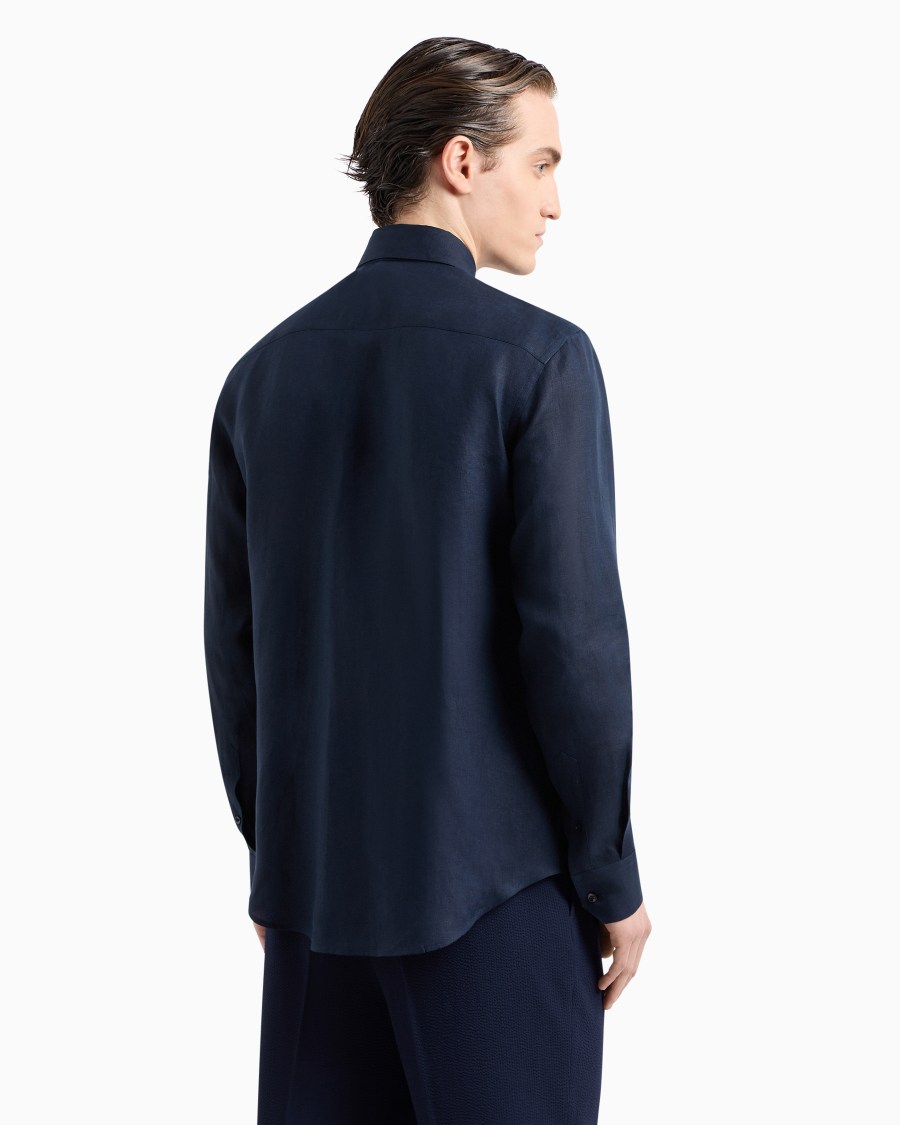 The world of armani CAMICIA REGULAR FIT IN LINO Nuova