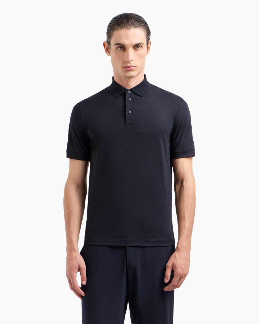 The world of armani POLO IN PIQUET DI PURA LANA VERGINE In Linea