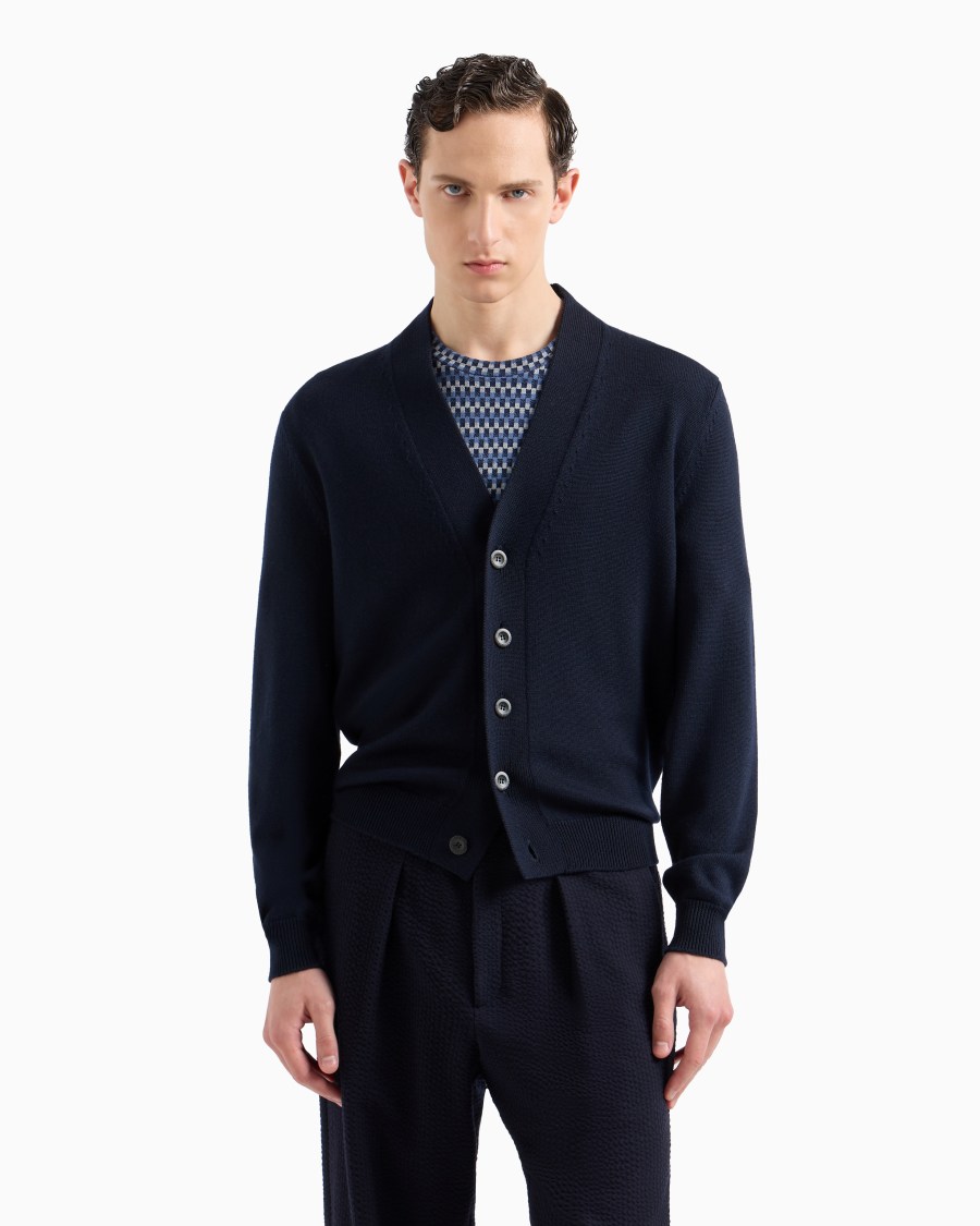 The world of armani CARDIGAN CON BOTTONI IN LANA VERGINE Fino al 50% di sconto