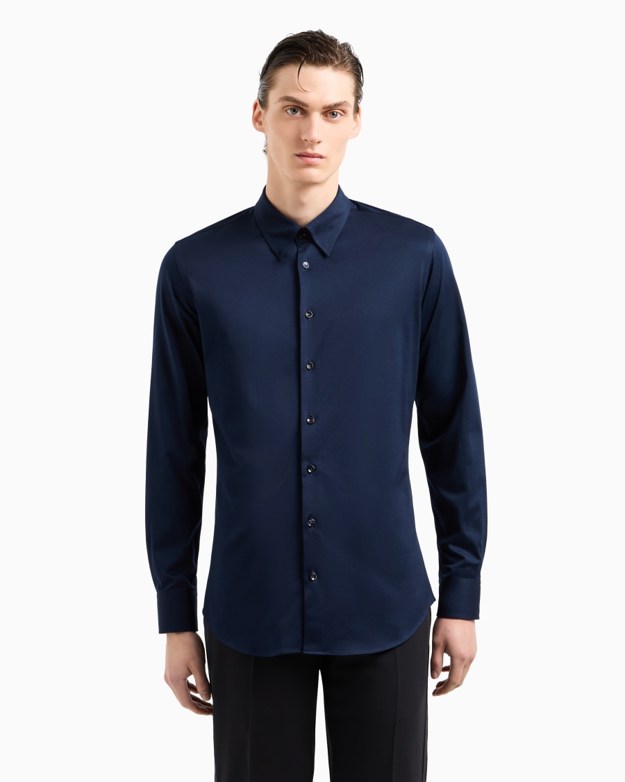 The world of armani CAMICIA SLIM FIT ICON IN JERSEY DI COTONE Fino al 65% di sconto