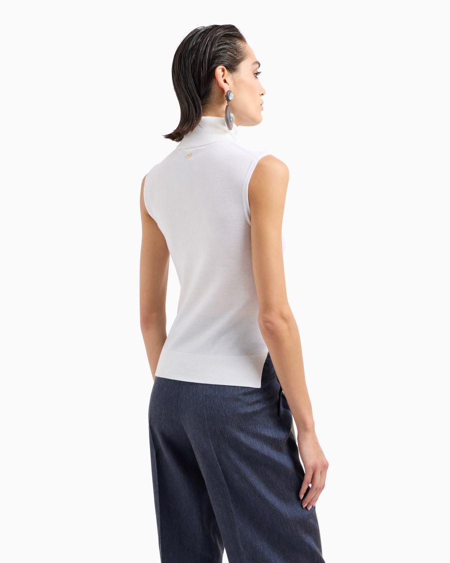 The world of armani TOP CON COLLO A LUPETTO IN LANA VERGINE Saldi