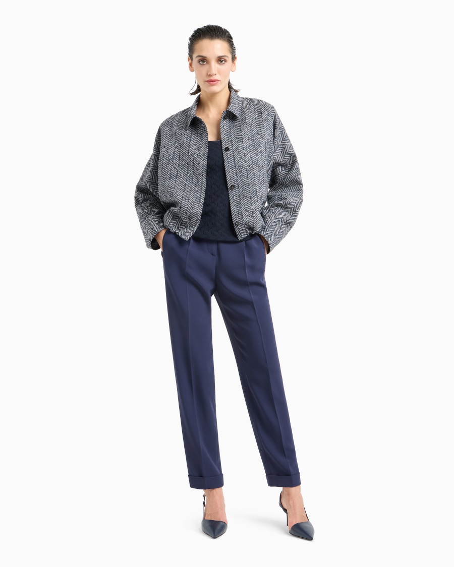 The world of armani MAGLIA GIROCOLLO IN JERSEY DI VISCOSA E CASHMERE JACQUARD ASV Vendita Economica