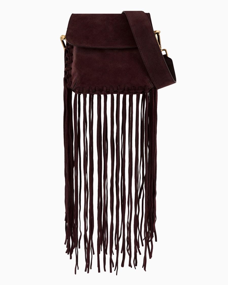 The world of armani BORSA LA PRIMA IN PELLE SCAMOSCIATA CON FRANGE