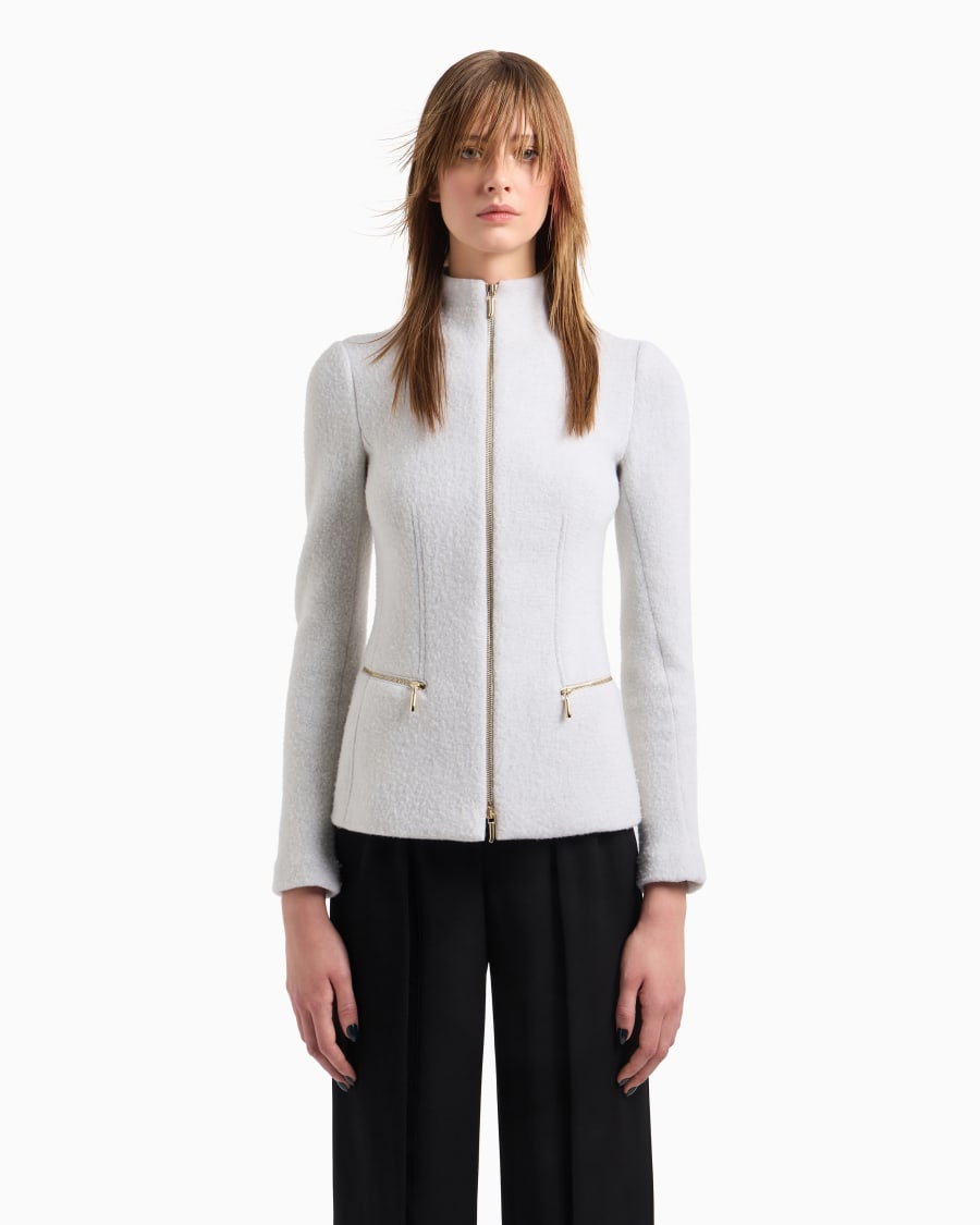 The world of armani GIACCA CON ZIP IN COTONE LANA E CASHMERE DOUBLE Negozio