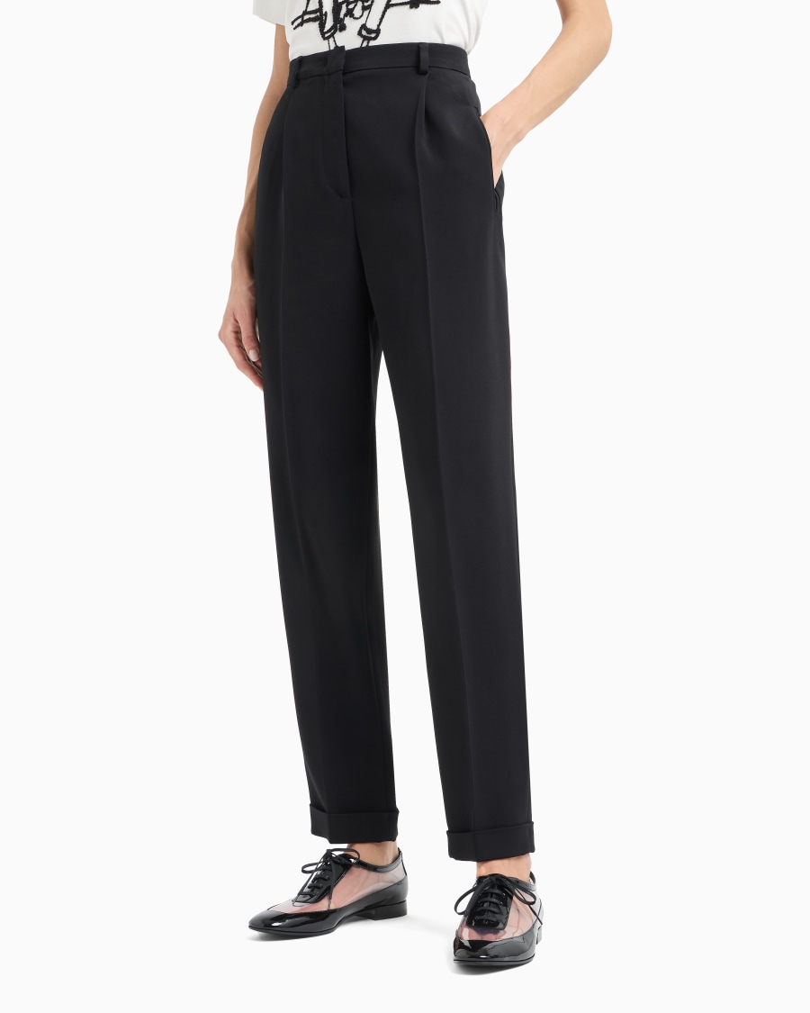 The world of armani PANTALONI DRITTI A UNA PINCE IN CADY DI VISCOSA In Saldo