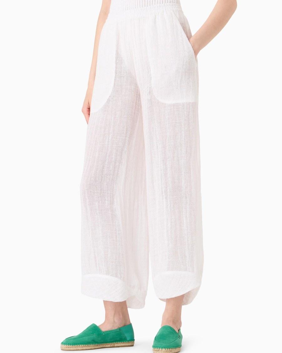The world of armani PANTALONI AMPI IN MISTO LINO Moda