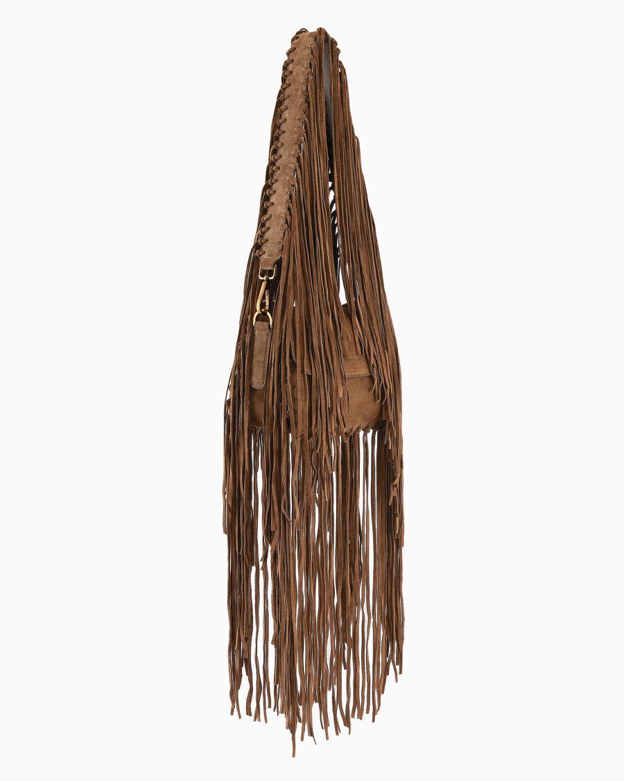 The world of armani BORSA LA PRIMA IN PELLE SCAMOSCIATA CON FRANGE In Linea