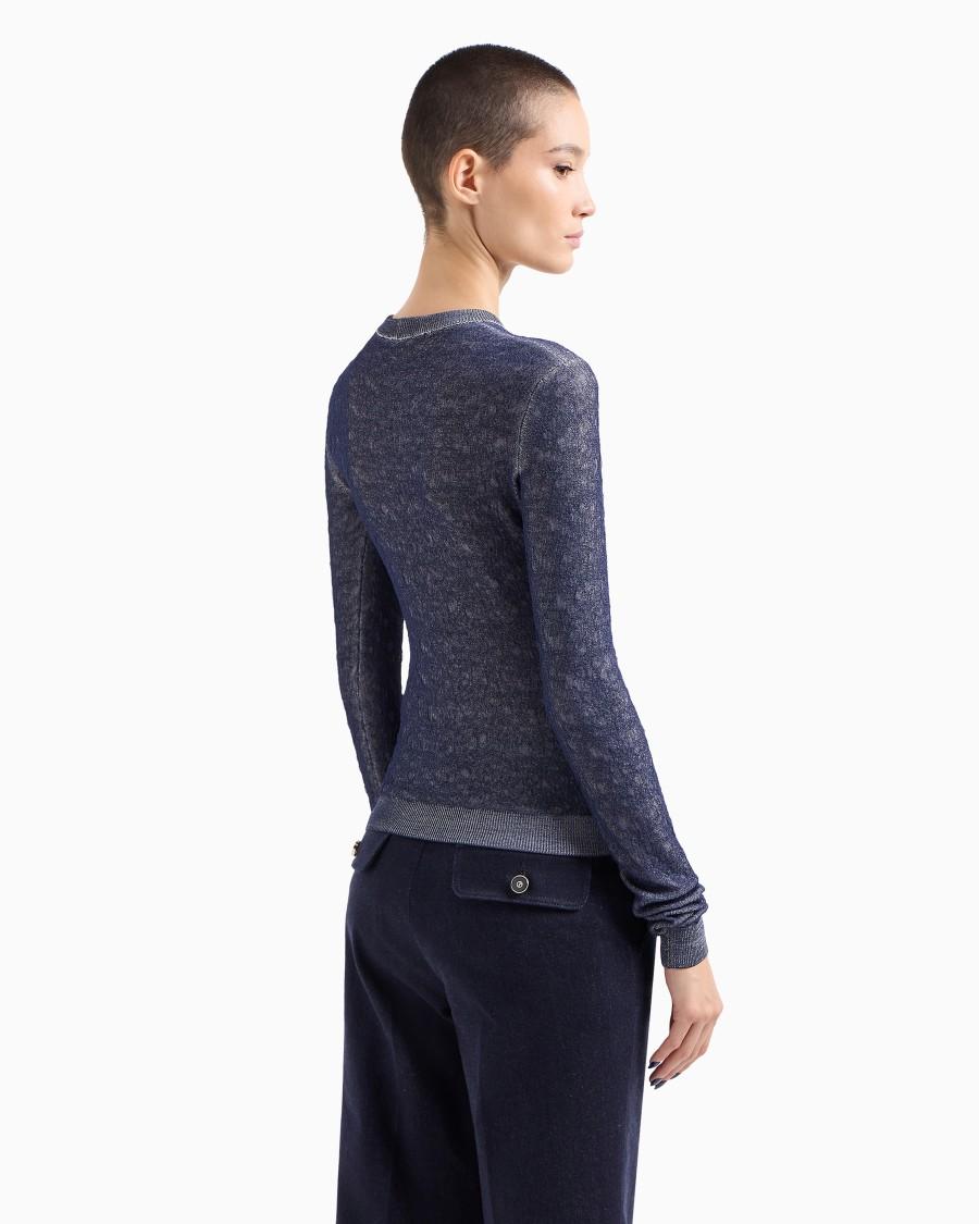 The world of armani DENIM COLLECTION MAGLIA GIROCOLLO IN MISTO VISCOSA GOFFRATA Acquista Ora